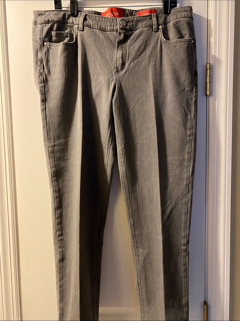 Marina Rinaldi Gray Red Logo Cotton Stretch Jeans